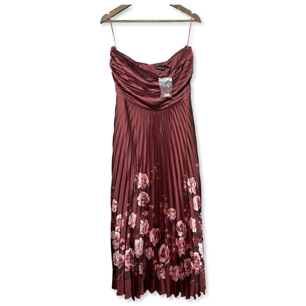 Abercrombie & Fitch Giselle Strapless Satin Maxi Dress | Size L | Rose Floral NW - Picture 12 of 12